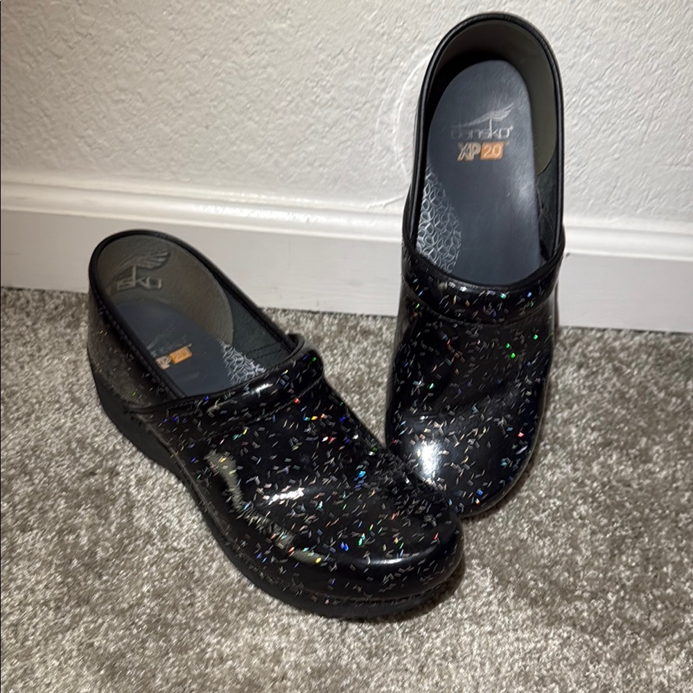 Dansko Black Sparkle Clogs